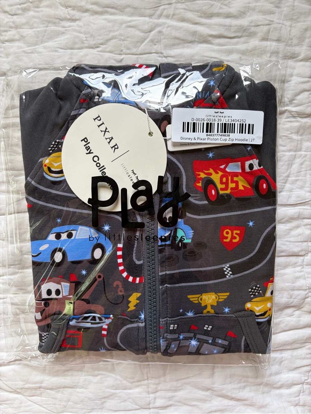 Little Sleepies Gray Bamboo Hoodie - Pixar Cars Lightning McQueen